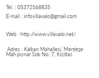 Villa Valo iletiim bilgileri